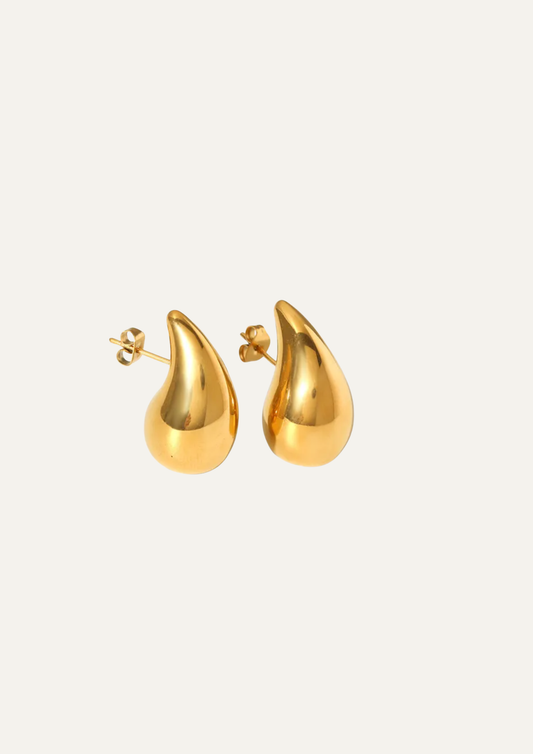 Golden Teardrop Stud Earrings